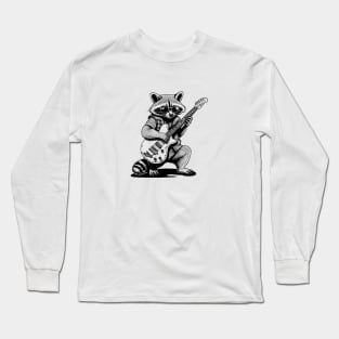 Racoon Playing Electric Guitar Long Sleeve T-Shirt